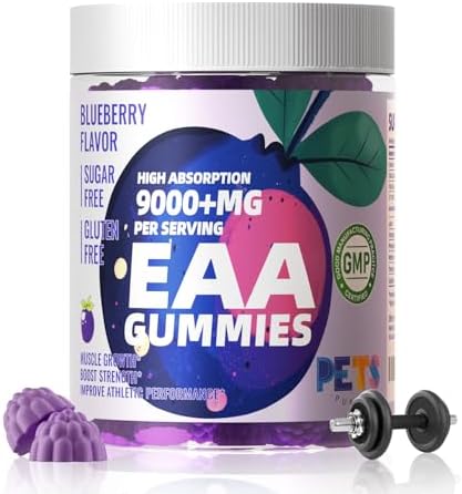 Pets Purest EAA Gummies 120 Gummies (Blueberry),Essential Amino Acids - All 9 Essential Aminos (EAA) and All Branched-Chain Aminos (BCAAs), Non-GMO, Gluten Free, Vegetarian Friendly