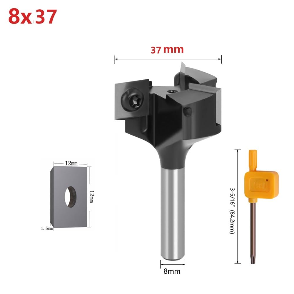 8mm 12mm 1/2mm Schaft Austauschbare Klinge Hobeln Bit Fräser Einsatz-Stil Spoilboard CNC Oberfläche Router Bits(8mmx37mm)