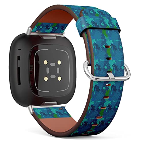CJBROES Replacement Leather Watch Band, Compatible with Fitbit Versa 3 and Fitbit Sense of Wristband Bracelet Accessory - Multicolored Colored Pattern Design
