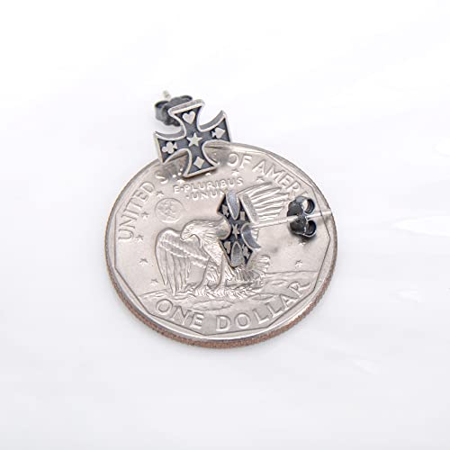 925 Sterling Silver Iron Cross Studs Earrings Engraved Spade Heart Diamond Club #TOP3