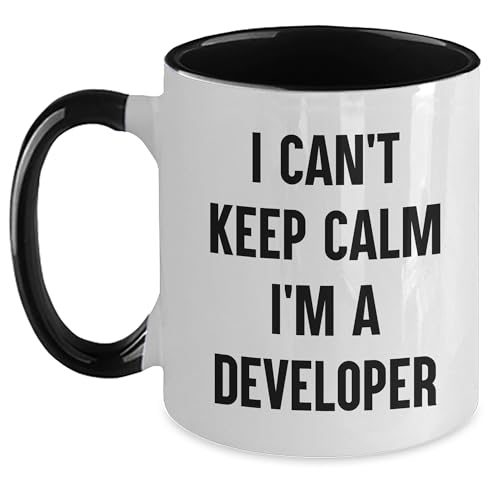 Developer's Humorous Gift: I Can't Keep Calm I'm A Developer Two Tone Coffee Mug, Gifts from Men to Friends, Christmas Unique Gifts