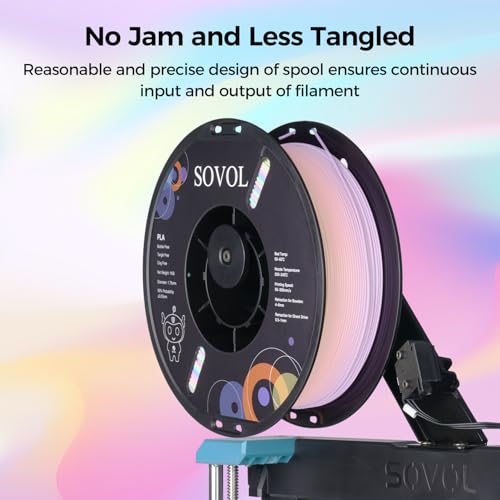 Image of Sovol 3D Printer Matte Multicolored Fast Change Rainbow PLA 1kg (2.2 lbs) Spool 3D Printing Materials, Dimensional Accuracy + /- 0.03 mm, 1.75 mm, Matte Macaron Rainbow