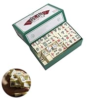 Mini Mahjong Spiel,Portable Traditionelles Chinesisches Majong Set,Majong brettspiel,Majongsteine Spiel mit 144 Mahjong Spielsteine
