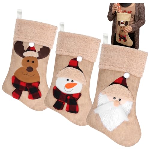 com-four® 3X calcetín navideño Premium XL Hecho de Yute, Botas de Papá