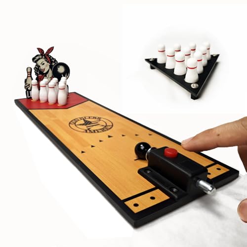 Desktop Mini Bowling Game Set For Office, Quick Ball Loading And Tabletop Bowling Alley With Ball Launcher , Equipped With Bowling Balls Accessories?Stress-Relieving Desk Toy Gift For Adults