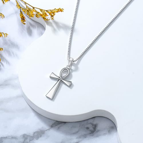 Sterling Silver Ankh Cross Pendant Necklace - Ankh Pendant Jewelry Gift for Women4