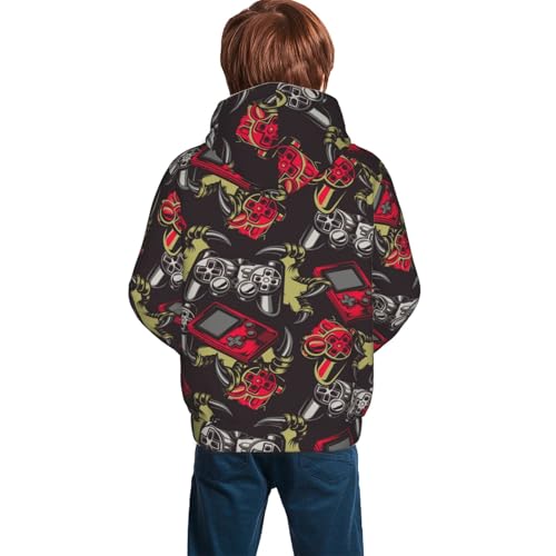 Vintage Gaming Kid Hoodies Boys Sweatshirts Girls Pullover with Pocket4