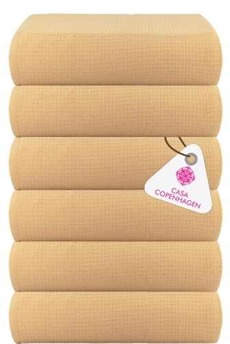 Image of Casa Copenhagen - Egyptian Cotton Waffle 6 Pcs Face Towel (30 X 30 cm) Colour : Beige