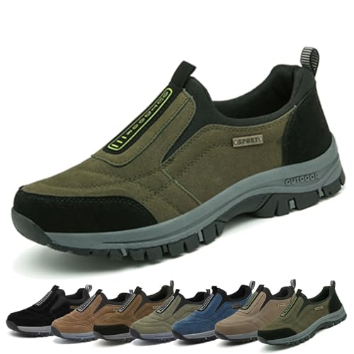COITROZR Zapatillas Hombre Sin Cordones,Zapatillas Senderismo Hombre Transpirables Y Ligeras Con Soporte De Arco, Antideslizantes Para Caminar, Trekking Y Actividades Al Aire Libre(Dark green,48 EU)