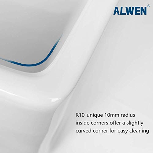 Alwen 33 White Farmhouse Sink, Fireclay 33 Apron Front Sink, Luxury Single Basin Kitchen Sink, 33 Inch Farmhouse Sink, White Ceramic Sink With Stainless Steel Grid And Strainer #TOP5