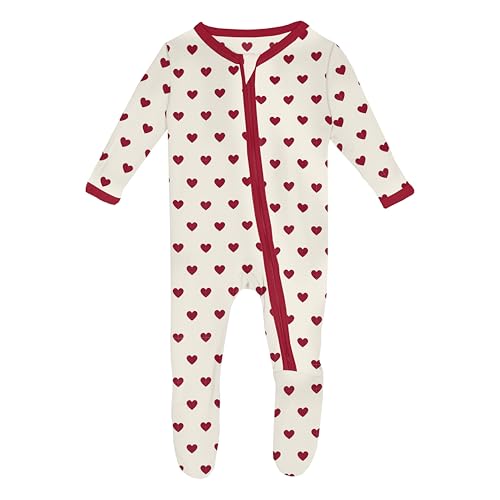 Image of KicKee Full of Hearts Footie with Zipper, One Piece Boy or Girl Baby Clothes