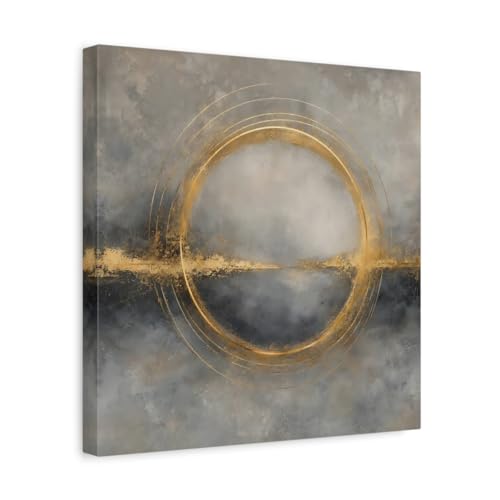 Tableau abstrait or et gris grand format carré 35x35 cm