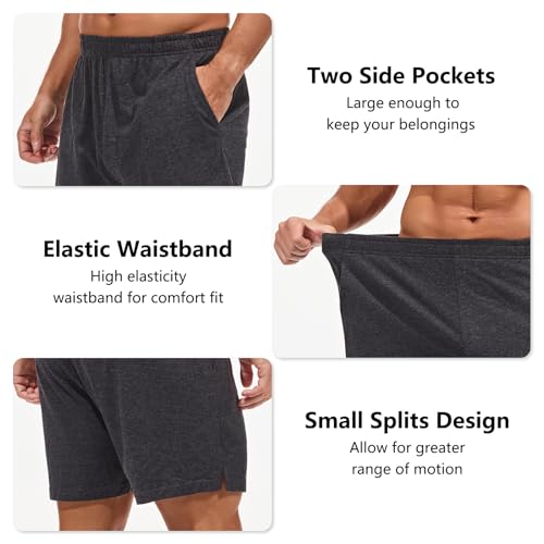 Image of AMY COULEE Mens Lounge Shorts 4 inch Pajama Lightweight Cotton Sleep Bottoms with Pockets