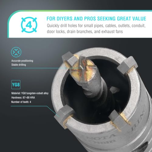 Image of BINOTA 30 mm (1-3 /16 inch) Concrete Hole Saw with SDS-Plus Shank | Tungsten carbide drill bit; SDS-Plus shank (220 mm); Cross-type center drill; Dry drilling for concrete /brick /stone /masonry
