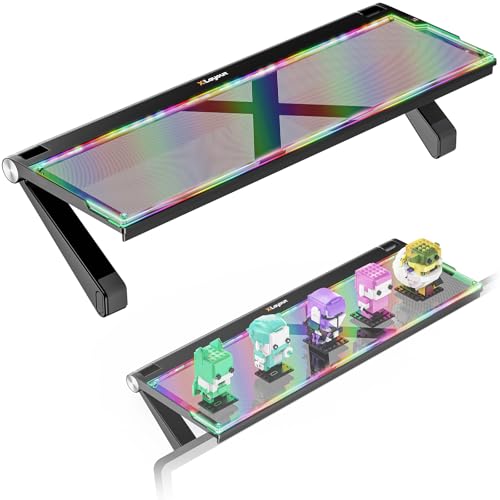 Xlayout ディスプレイボード モニター上ラック 小物置き RGBライト5モード 調色 飾り物置き テレビ棚 耐荷重2kg 簡単設置 シリコンパッド付き 傷防止 デスク周り整理 ゲーミング雰囲気に最適 幅36.4cm×奥行13cm