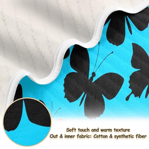 Burbuja Butterfly on Blue Baby Blanket for Boys Girls, Nursery Soft Warm Swaddling Receiving Baby Blankets, 30x40 in Toddler Blanket2