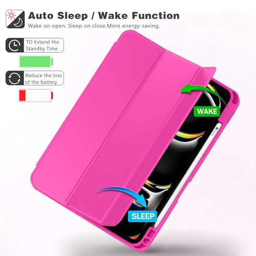 Image of ZryXal New iPad Pro 13 Inch Case (M5) 2025 / (M4) 2024 with Pencil Holder, Smart iPad Case [Support Pencil Pro and Pencil (USB-C)], Support Touch ID and Auto Wake /Sleep (New Rose Red)