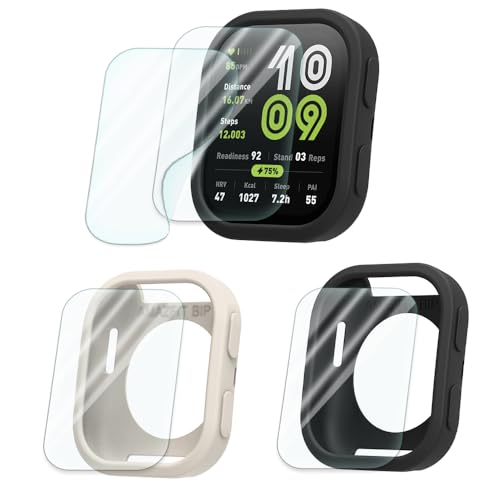 GKFJBD Compatible for Amazfit Bip 6 Screen Protector & Case SetHD TPU Soft Protective FilmNot Glass and Shockproof Silicone Cover Cases | Anti-Scratch Ultra-Thin(Pack of 4+2)