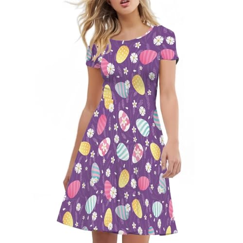 Image of Biyejit Women's Summer Casual Short Sleeve T-Shirt Swing Dress Crew Neck Plus Size S-4XL