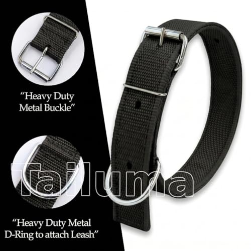Image of Adjustable Nylon Dog Collar for Dogs & Puppies | Durable & Comfortable Neck Belt 1 Inch (Black, Medium)