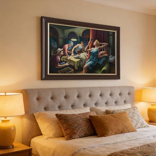Toile Poker Night Thomas Hart Benton cadre à suspendre 50x76 cm - 4