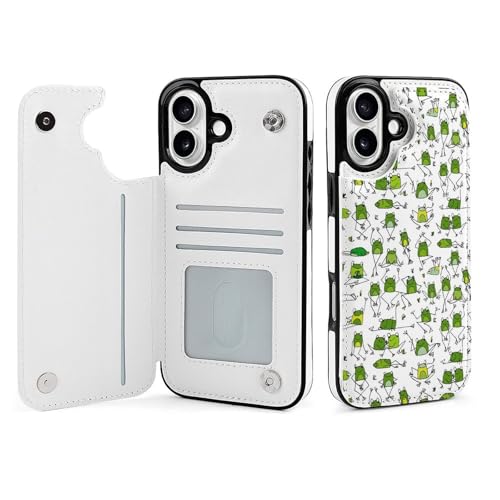 iPhone16Plus用ケース 手帳型 かわいい カエル 萌え アイフォン16Plus用ケース 背面 財布型 2024年 スマホケース PUレザー カード収納 スタンド機能 おしゃれ