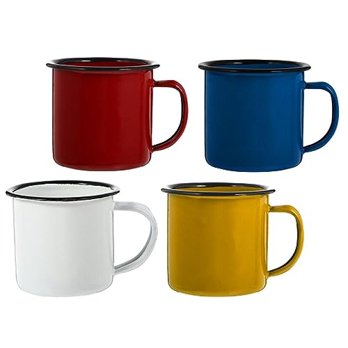Luxshiny Enamel Camping Coffee Mug Set of 4 - Vintage Water Mugs for Indoor and Outdoor Activities, 8X6X6CM