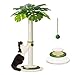 Meowoou Cat Scratching Post for Space-Saving,35” Tall Modern Monstera 3 Layer Cat Tree Tower with Sisal Rope Hanging Interactive Ball for Indoor Cats and Kitten Climbing,Play & Rest