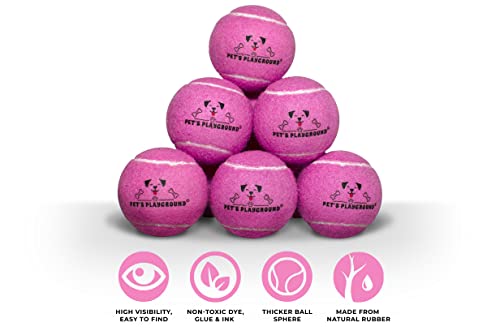 Pet's Playground Palline da tennis per cani | Confezione da 12 palline da tennis per cani rosa | Palla per cuccioli | Palline per cani di piccola taglia Palline da tennis grandi per cani