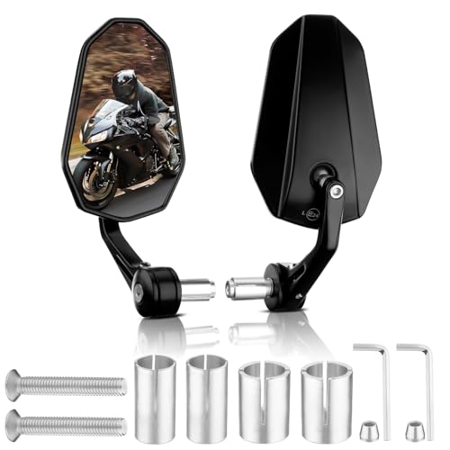 GEARMONSTER Motorrad Spiegel E-geprüft 360drehbare Lenkerendspiegel Universal Motorradspiegel CNC-gefrästes Aluminiumlegierung Rückspiegel Kompatibal für Scooter Roller ATV 2 Stück