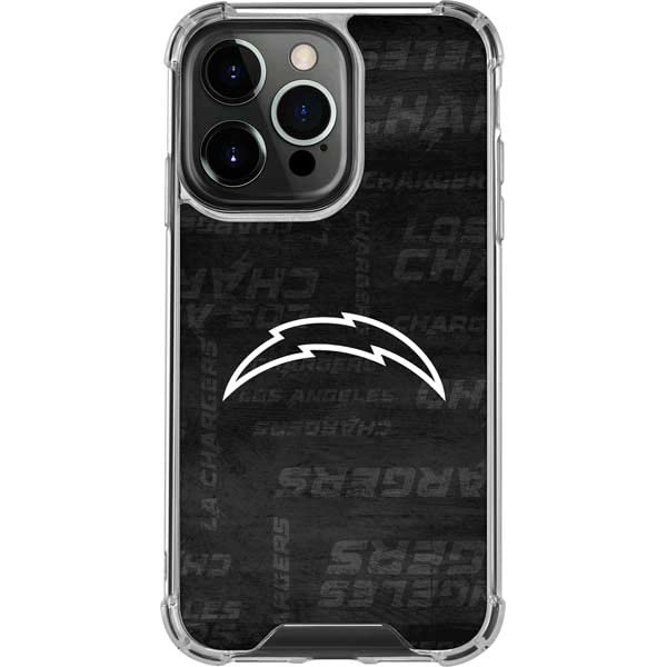 Skinit Clear Phone Case Compatible with iPhone 14 Pro - Officially Licensed NFL Los Angeles Chargers Black & White Design