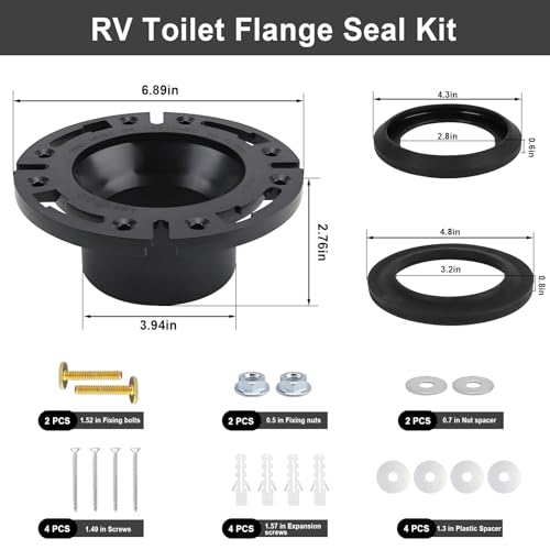 Image of RV Toilet Seal and Floor Flange Kit, Compatible with RV 300 /310 /320 Series, Replaces 385345892 Socket Flange and 385311658 Flush Seal and 385311652 Base Seal, 3 in 1 Combo Kit