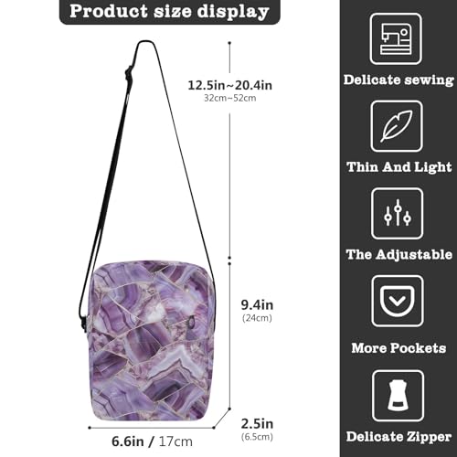 KLL Amethyst Marble Geometric Pattern small messenger bag for women Vegan Leather over the shoulder bags for men Shopping Woman Shoulder Handbags3