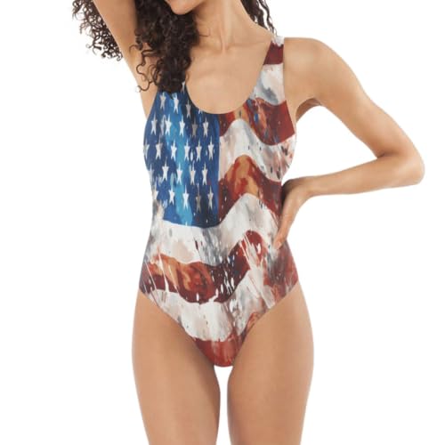 Maillot de bain 1 pièce stripes USA look monokini pour vos vacances d'été à la mer