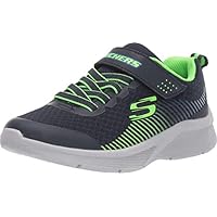 Skechers Boy's Microspec Trainers, Navy Textile Lime Blue Trim, 1 UK