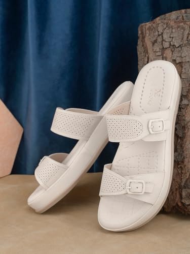 Image of XE Looks Women's Elegant Buckle Sandals - Perforated Comfort For Everyday Style