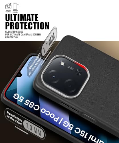 Image of WOW IMAGINE Back Cover for Mi Redmi 15C 5G | Poco C85 5G 2025 | Ultra Slim Flexible Non-Slip Grip | Inner Fabric | Metal Camera Ring & Lightweight Soft Silicone Mobile Case - Black