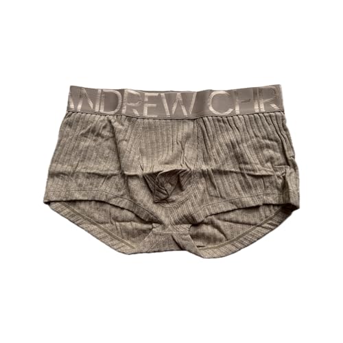 Andrew Christian - Männer Boxer Slip Unterwäsche - Essential Rib Boxer w/Almost Naked® Heather Khaki - 1x Größe L