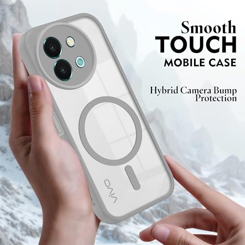 Image of V-TAN Back Cover for Vivo T3X 5G | TPU | Transparent Crystal Clear Magnetic Case Compatible with T3X | Camera Protective Shockproof Mobile Cover Design (Grey)
