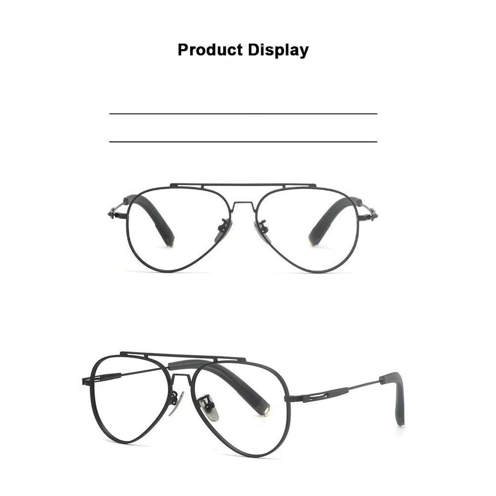 JJDFW Puro Titanio Doppio Ponte Occhiali Vintage Ultra Leggero Grandi Dimensioni Maschile Montature Semplici Occhiali Moda