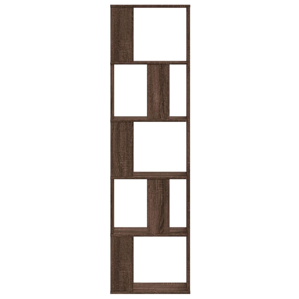 Bücherregal 5 Böden Braun Eichen-Optik Holzwerkstoff 45 x 23,5 x 162,5 cm für Bücher Akten Ordner, als Standregal und Raumteiler mit Stauraum