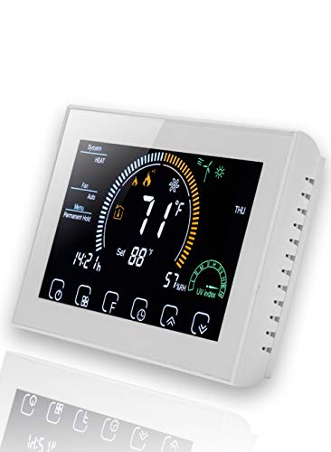 Super Cheap 🛒 BecaSmart WI-FI Thermostat - Compatible Heat Pump and Air Conditioning Touch Programming Control - Suitable for Mobile Phone Remote Control Work with Alexa,Google Home,IFTTT (8000 Serise, White)