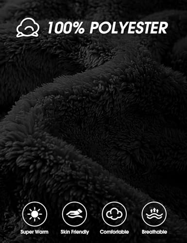 Mens Pajamas Set Long Sleeve Soft Fleece Fluffy Sleepwear Winter Warm Pjs Lounge Sets Flannel Sleepwear with Pockets 5