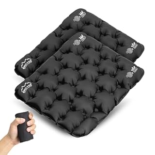 ONTYZZ 2 Pack Black Inflatable Air Seat Cushion Lightweight Inflatable Seat Stadium Seat Travel Cushion for Airplane Climbing Hiking Office