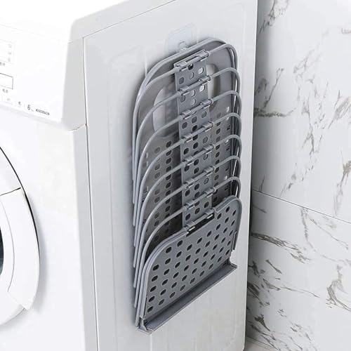 Image of Plastic Laundry Hamper Bag For Bathroom, Bedroom, Kitchen, Home, Office || Wall Mounted Bathroom Hanging Foldable Laundry Storage Basket For Dirty Clothes, Grey