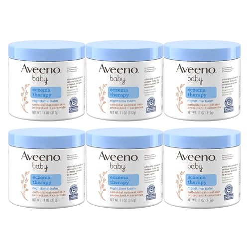 Aveeno Baby Eczema Therapy Night-Time Balm 11 Ounce Jar (Pack of 6)
