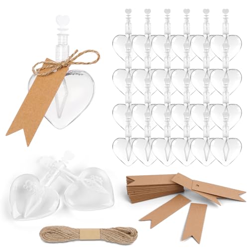ABSOFINE Seifenblasen Hochzeit,24 Pack Herz Hochzeit Seifenblasen Weiß Gastgeschenke Hochzeit mit Anhänger, Mini seifenblasen Hochzeitsdekoration Herz Ideen