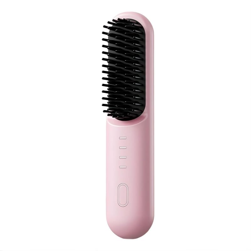 Cepillo alisador de cabello inalámbrico 2 en 1 rosa miniatura 1