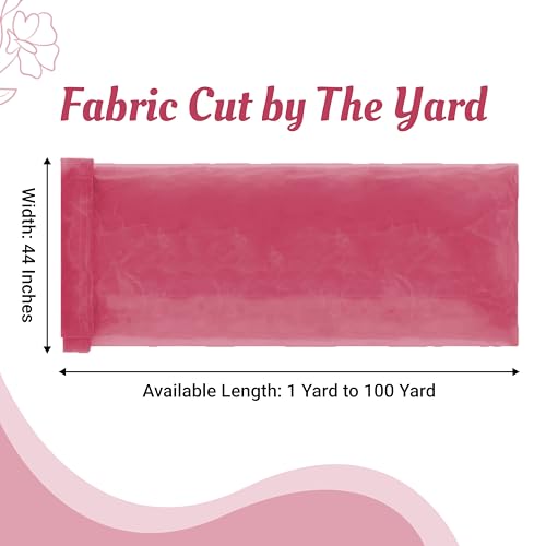 MDS Pack of 1 Yard Sheer Organza Fabric for Wedding Party Home Event Banquet Decorations, Backdrop Curtain Craft Dress Sewing Fashion DIY Crystal Organza Tulle Fabric Bolt 44” Wide - Coral