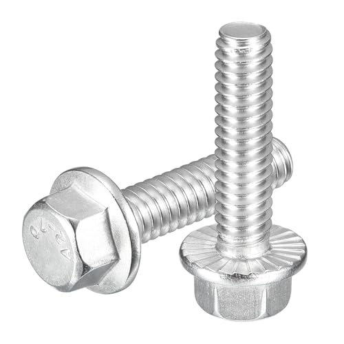 Image of uxcell 15Pcs 1 /4-20 x 1 Flanged Hex Head Bolts, 304 Stainless Steel Flange Hexagon Screws, Flange Hex Drive Screws 5.8 Grade for Machinery Industry Home Appliances, Silver